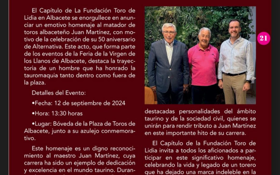 El Capítulo de Albacete prepara un programa lleno de actividades para la Feria Taurina de la Virgen de los Llanos